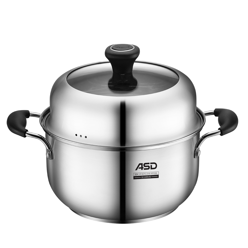 ASD Soup Pot, 304 Stainless Steel Single Layer Steamer Pot, All-In Soup Pot for Steaming And Cooking, 22CM, Compatible with Induction And Gas Stoves, ZSB1