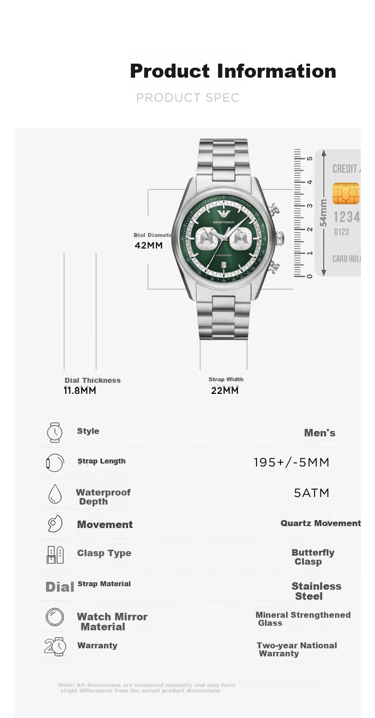 EMPORIO ARMANI Men's Watch, Panda Eye Chronograph Series, Green Dial, Birthday Gift for Boyfriend, AR11637 3