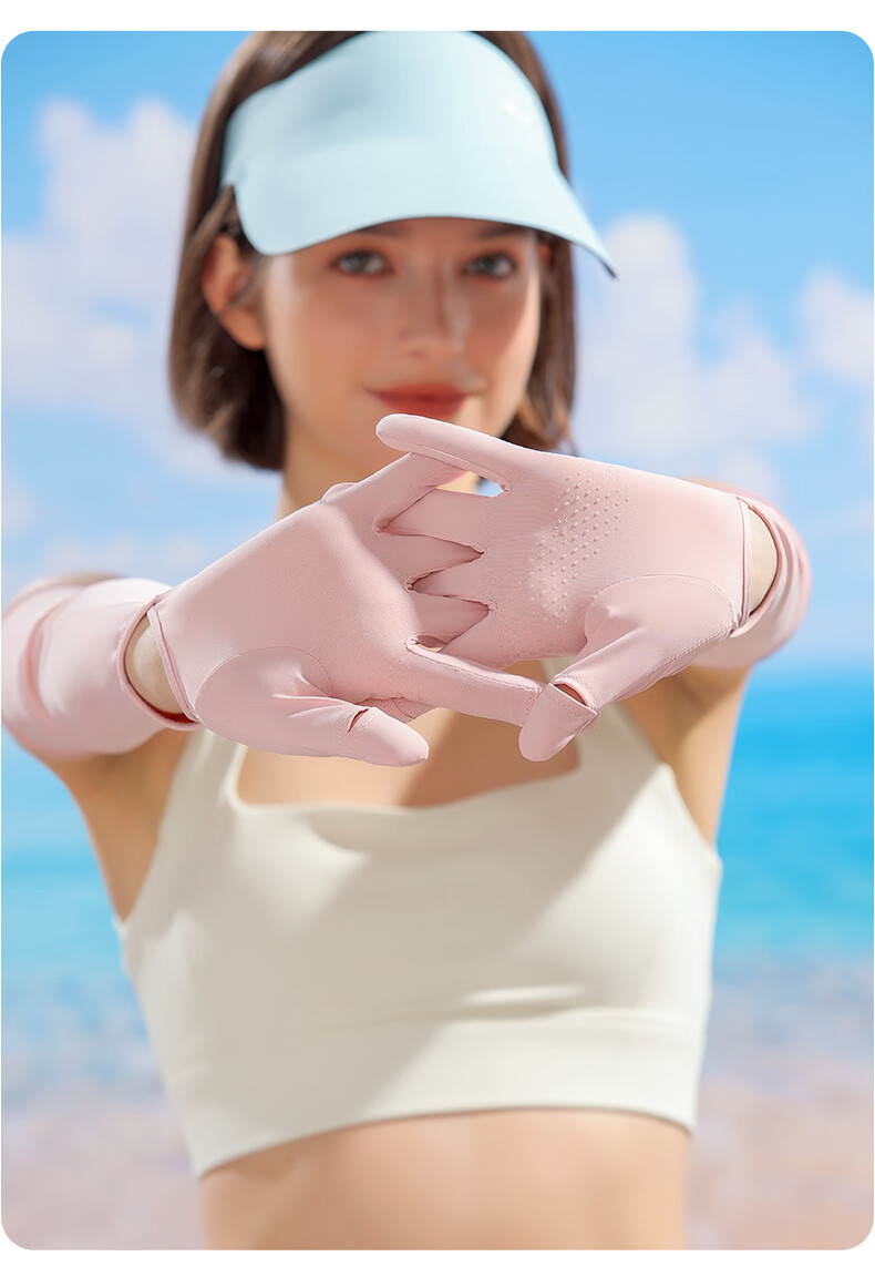 TUCANO Sun Protection Gloves for Women, Summer Driving UV-Resistant Sunshade Arm Sleeves, Extended Length with Finger Exposures, Touchscreen Compatible, Ice Silk Arm Covers 15
