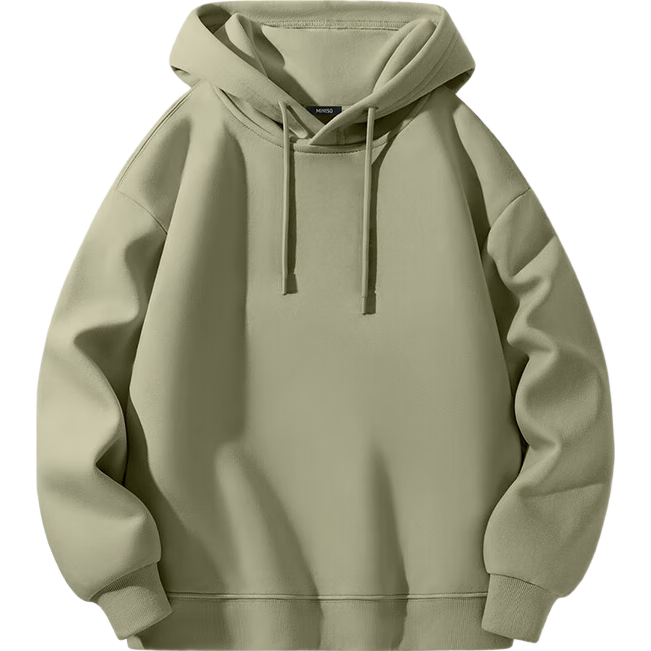 MINISO Men's Winter Fleece-Lined Heavyweight Pullover Jacket Sherpa Sweatshirt Dark Gray 2XL
