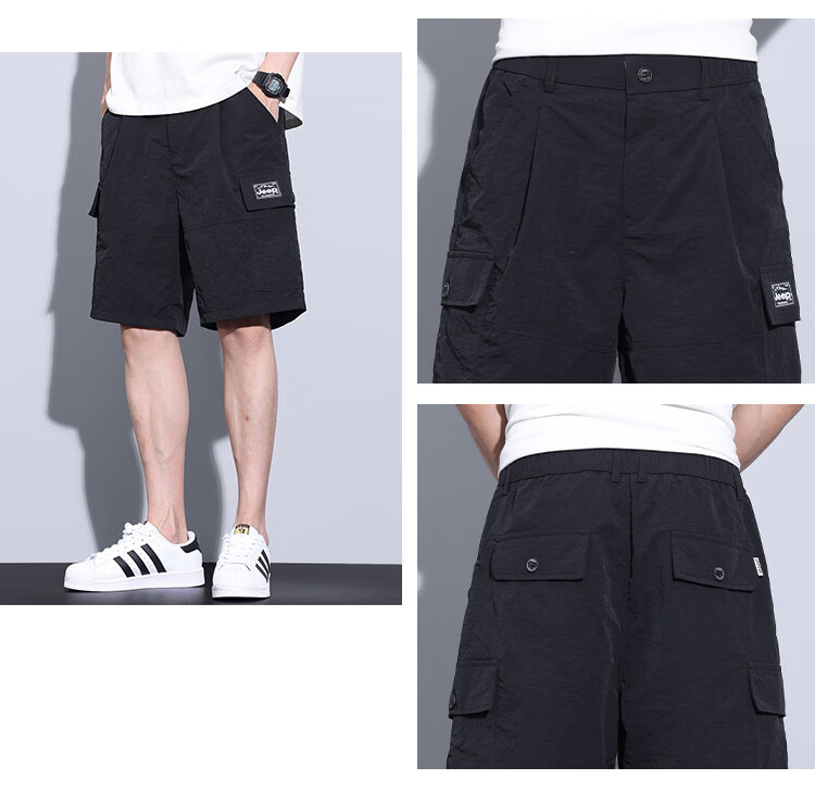 JEEP Ice Silk Workwear Five-Point Casual Shorts for Men, 2026 Summer Thin Loose Straight-Leg Cool Mid-Length Pants for Me 2