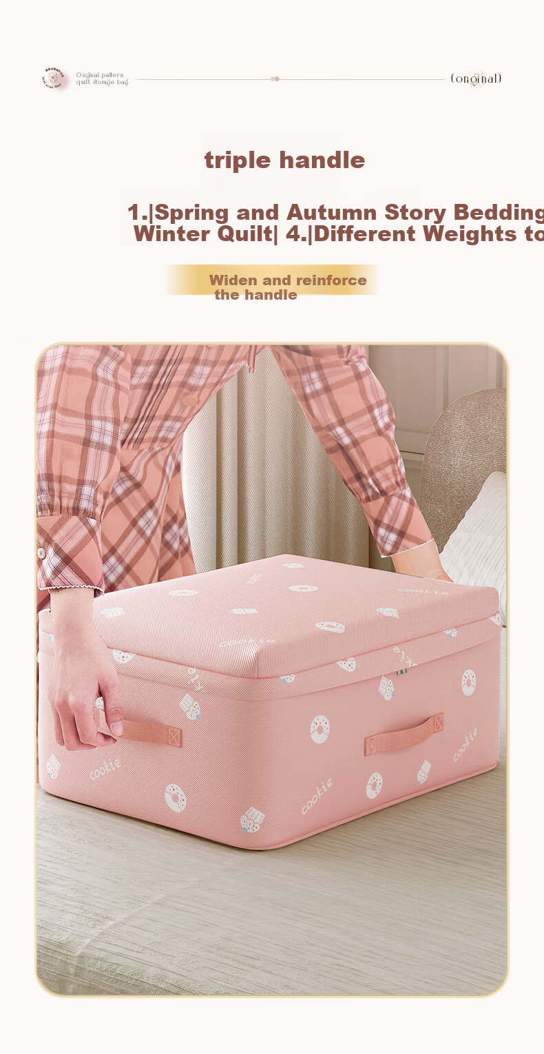 Baicaoyuan Quilt Storage Bag, Clothes Organizer Bag, Moving Packing Cotton Quilt Bag, Clothing Dust Cover, Night Cherry Pink, L 7