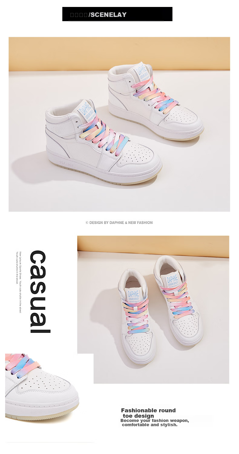 DAPHNE Thick-Soled Fleece-Lined Sneakers, Versatile Women's Shoes, 422104603, Black (High-Top Single Lining), Size 35 6