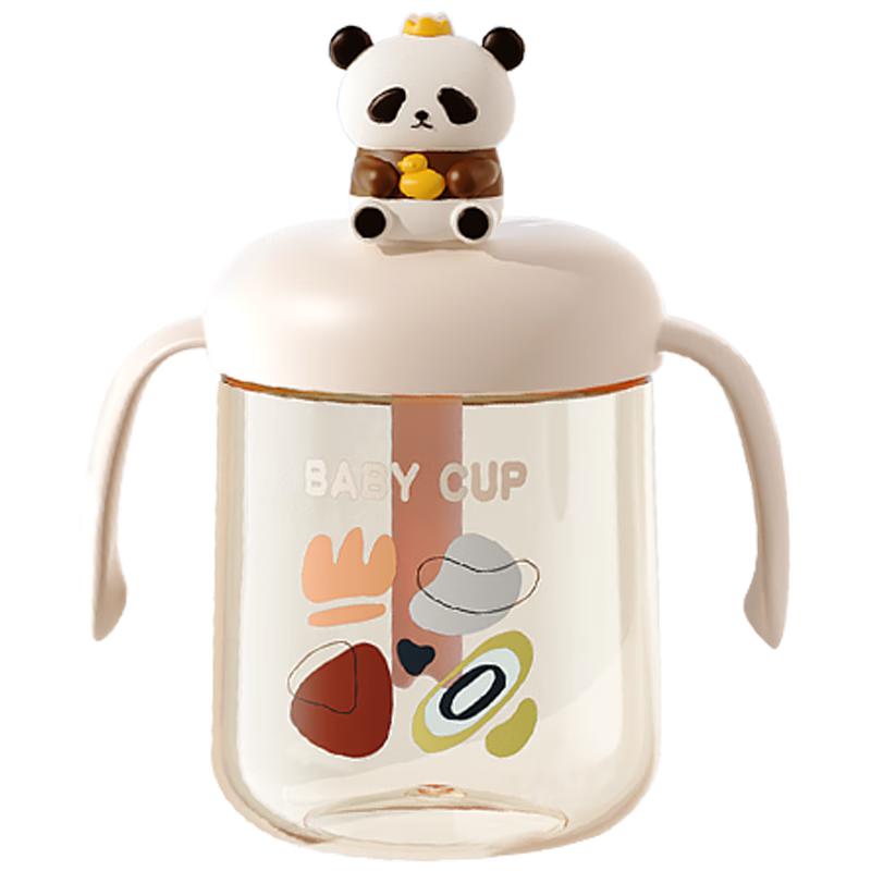 Baoshi Children's Milk Cup Training Drinking Cup Baby Straw Cup PPSU Material with Scale 330ML - Panda