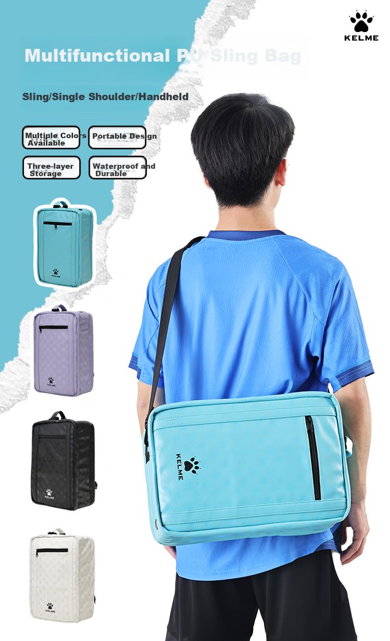 KELME Soccer Training Equipment Bag, Large Capacity Multi-Layer Backpack for Students to Store Footballs And Sneakers, Lake Blue, One Size Fits All 1
