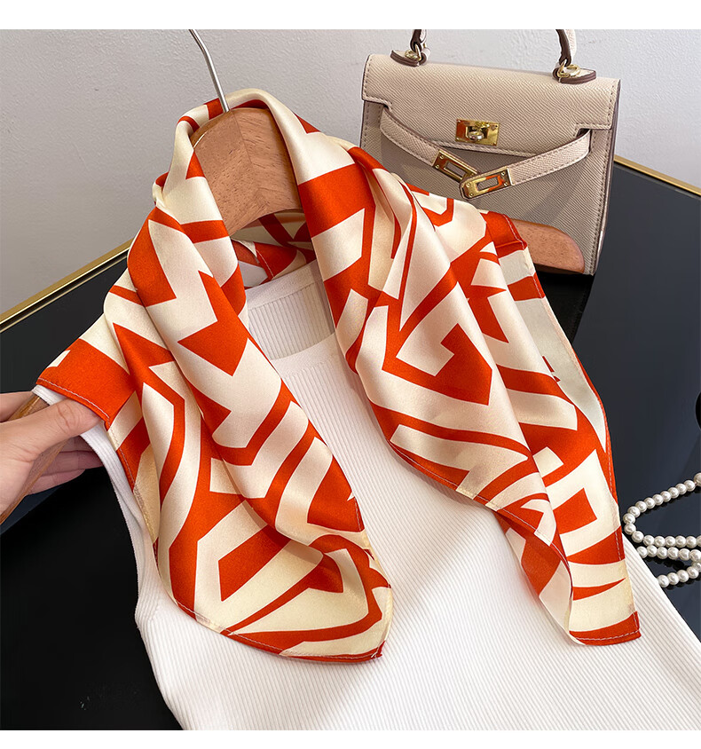 Hangsilk Road Mulberry Silk Small Square Scarf Genuine Silk Scarf Inner Wear Scarf Birthday Gift for Mom High-End Holiday Gift for Women Pink Yellow 17