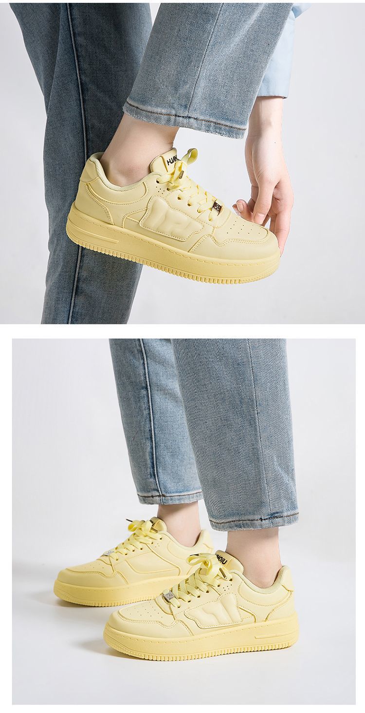 Global Korean Style Custard Yellow Shoes Women 2026 Spring Summer New Student Versatile Casual Breathable Military Training Sports Sneakers Women 2