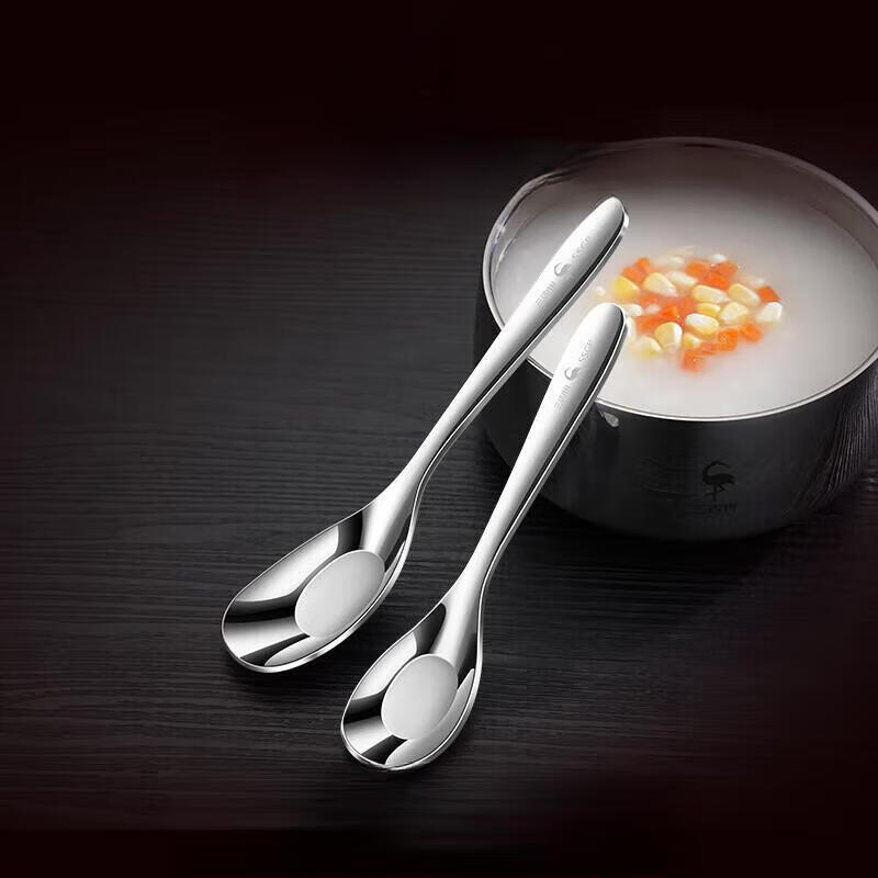 Sansige 316 Stainless Steel Soup Spoons, Children's Spoons, Dining Spoons, Set of 2 Large Size, No.1 Membership Store