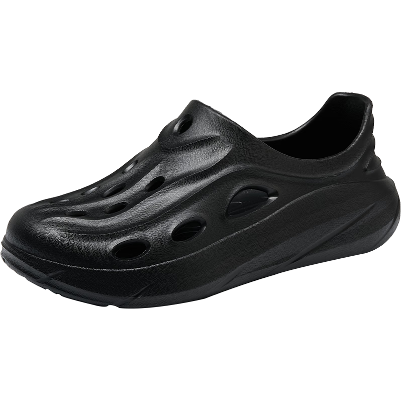 HLA Sandals, Men's Closed-Toe Hole Shoes, Comfortable Slippers, HAALXM2EBK093, Black, Size 44/45 (Dual Size)