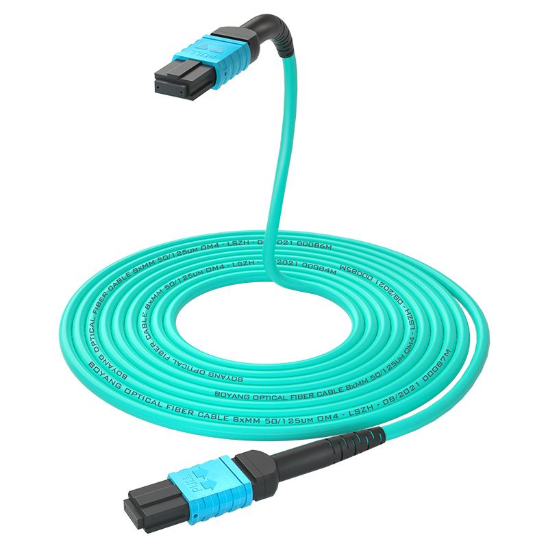 BOYANG 8-Core MPO-MPO Fiber Optic Patch Cord Female B Polarity Compatible with MTP 3m OM4 40G/100G Multimode Patch Cable Optical Module Fiber Cable BY-8*mpo-3m