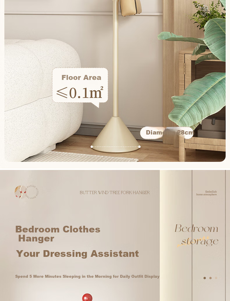 Shengnuoyilin Coat Rack Cream Style Bedroom Clothes Hanger, Entrance Hall Coat Stand, Fishbone Clothes Hanger, Floor-Standing Bag Rack, White And Gree 13