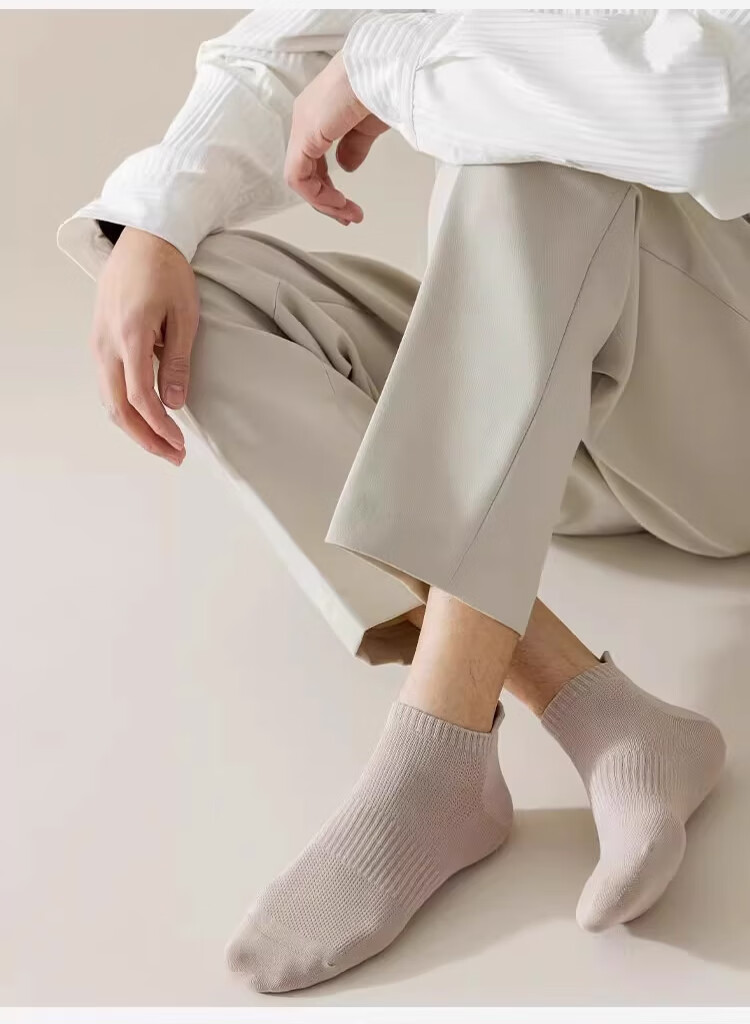 LangSha Spring Summer New Men's Socks Pure Cotton 5A Antibacterial Odor-Resistant Comfortable Mesh Breathable Ankle Socks 13