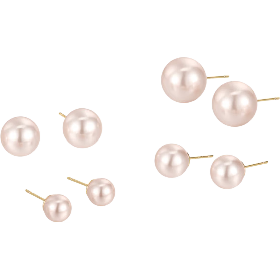 AJIDOU Popular Imitation Pearl Stud Earrings, 925 Sterling Silver Needle, Exquisite Versatile Round Large Pearl, Pink, 12mm, Mid-Autumn Festival