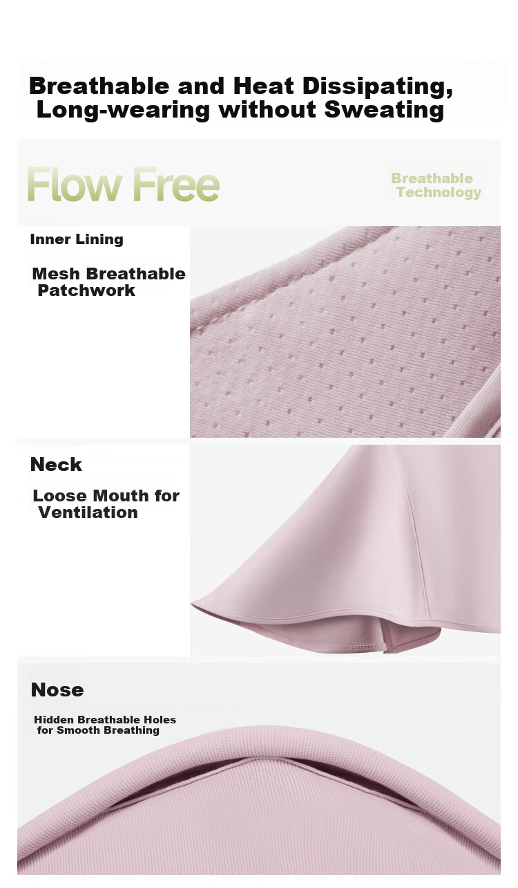Beneunder Full Face Sun Protection Mask for Women, Neck Guard UV Protection Face Mask in Gray Lotus Pink AL342 6