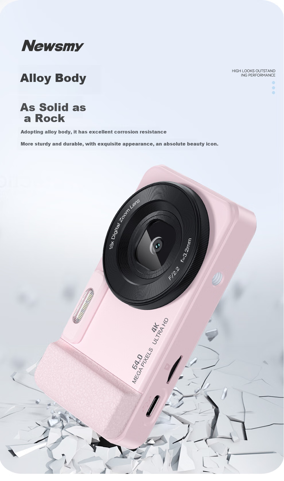 Newsmy N3 Digital Camera, Student-Friendly CCD Alternative, High-Definition Pixel, Campus Photography, Travel Portable, Compact Point-and-Shoot Camera, Entry-Level Camera, Birthday Gift for Girls, 128GB, Pink 13