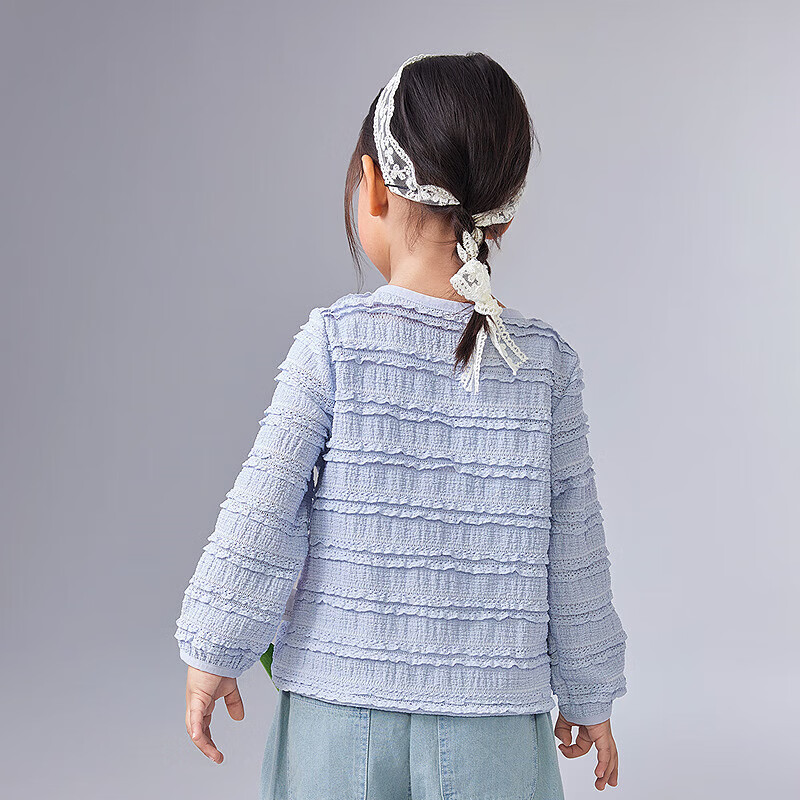 DEESHA Girls' Outerwear, Summer 2025, Sweet Style Knitted Jacket for Baby Girls, Stylish, Sky Blue, Size 100