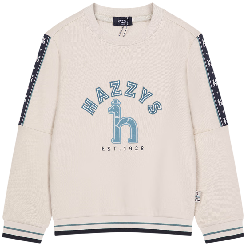 HAZZYS Brand Boys' Sweatshirt, Spring New Style, Elastic Loose Pullover Hoodie, Light Sand Gray, Size 155