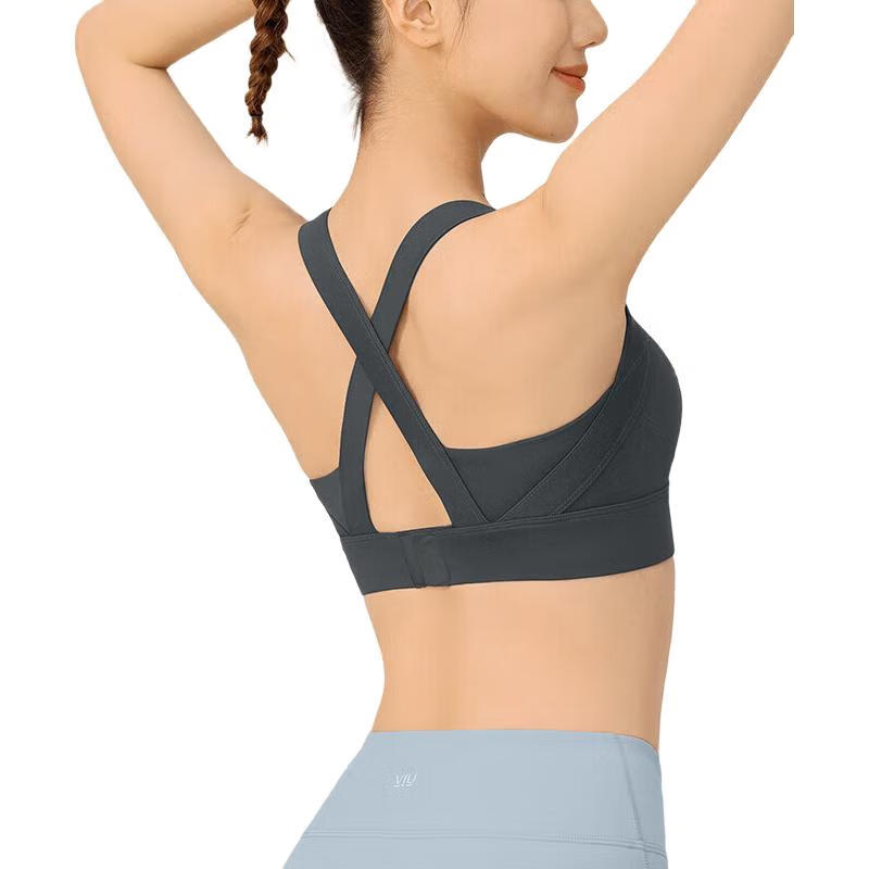 VFU Women's High-Impact Sports Bra for Running, Fitness And Yoga, Black, Size L