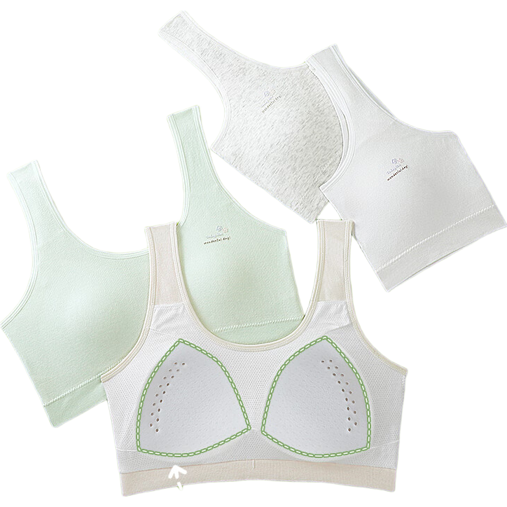Modaier 2-Piece Set of Girls' Underwear Training Bra for Ages 12-16, White + Pink