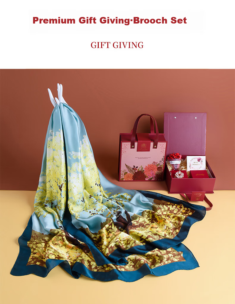 Hangsifu Silk Scarf for Women, Summer Gift Box, Shawl, Outer Wrap, Practical Birthday Present for Mom And Wife, Mid-Autumn Festival Gift 3