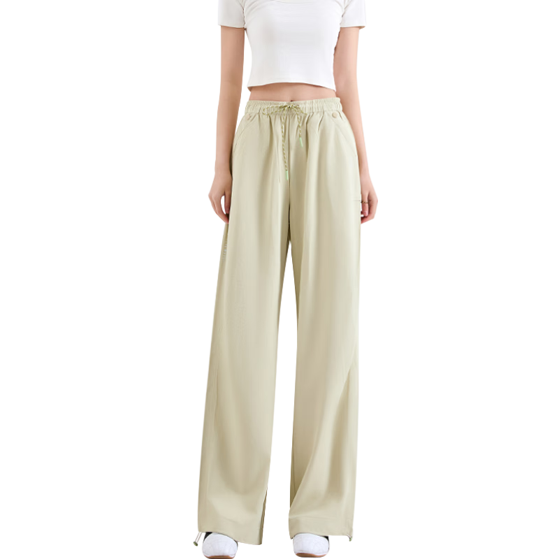 BOPRUIEY Women's Cargo Pants, Summer Style, Draping Quick-Dry, Elastic Ankle, Wide-Leg, Two-Way Wear, Casual Sports, Loose Straight-Leg Pants