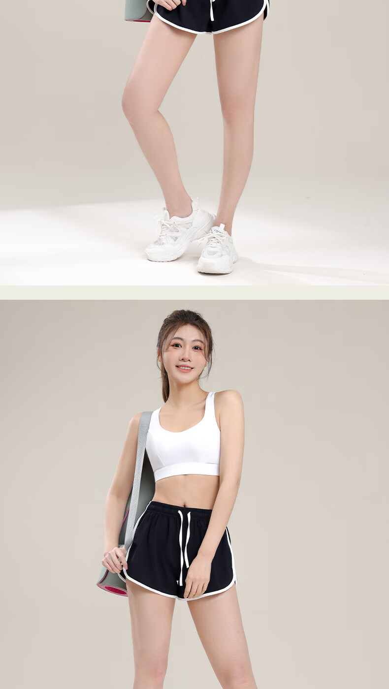 Women's Casual Sports Shorts Spring Summer New Drawstring Color-Block Hot Pants Fashion Versatile Wide-Leg Slimming Bermuda Yoga Shorts 8