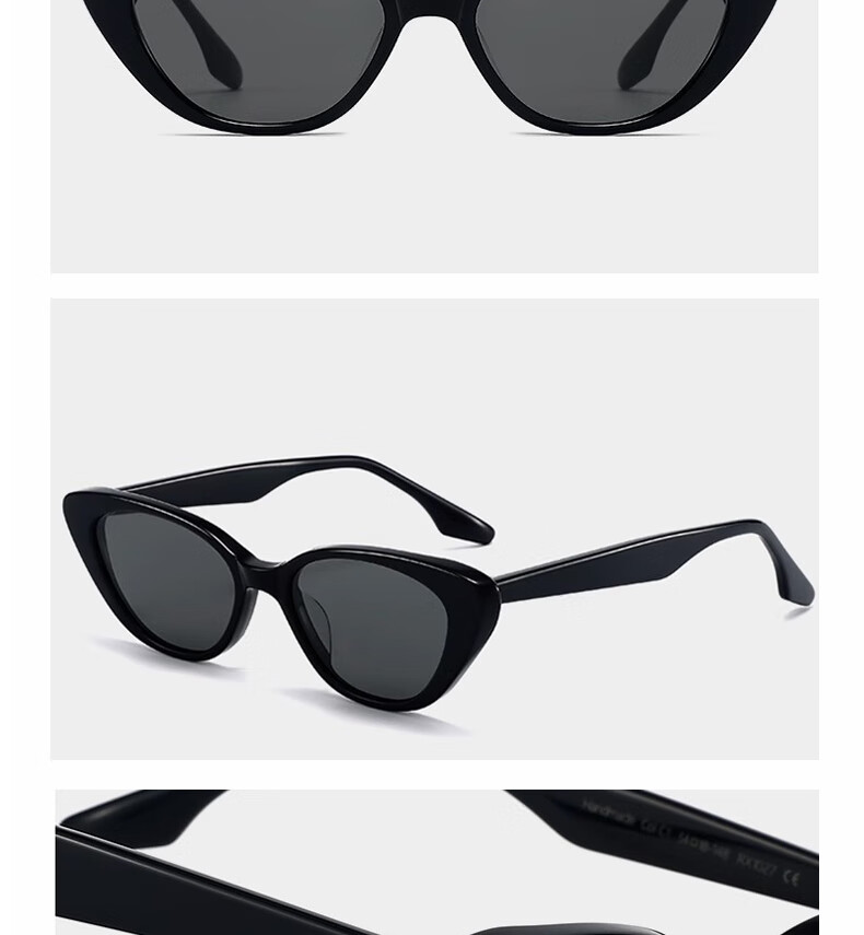 Cuntiandaofu Sunglasses, Polarized Sunglasses, Cat Eye Glasses, Vintage Small Frame High-End Sun Protection, Black Frame with Gray Lenses 11