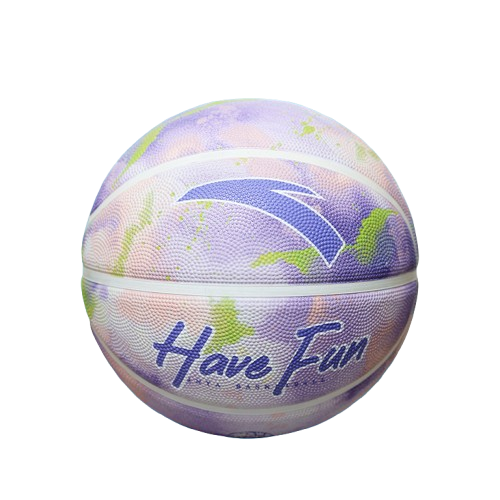 ANTA Basketball, Size 7, for Youth Students, Children's Training, Indoor And Outdoor Use, Wear-Resistant Rubber, Blue Ball, Neon Purple, Size 7