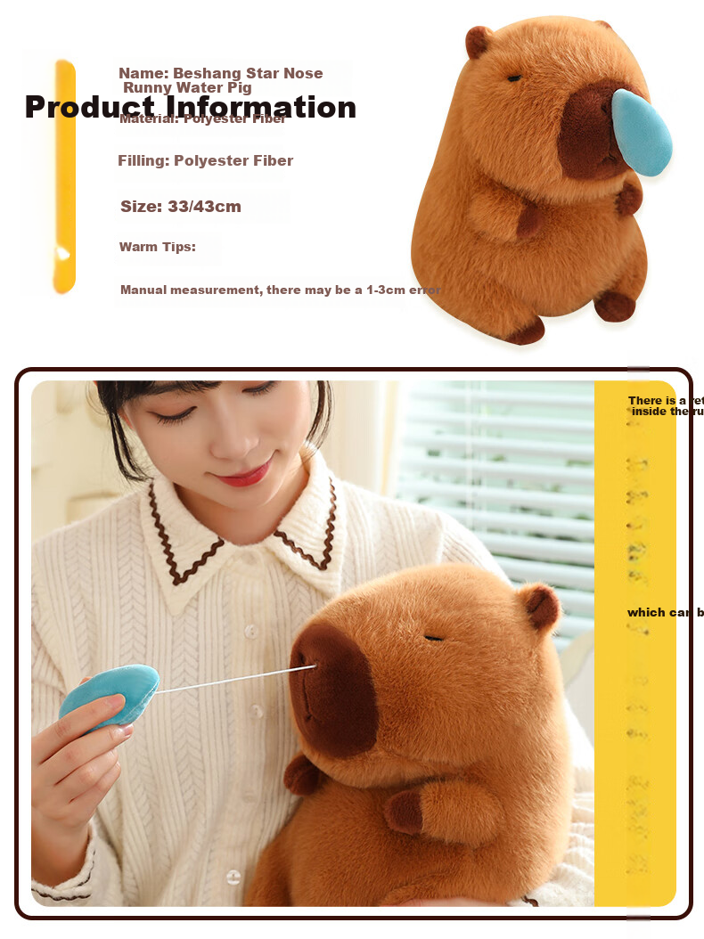 Beishangxing Capybara Plush Doll Large Stuffed Toy Children's Companion Pillow for Boys And Girls Birthday Gift 2