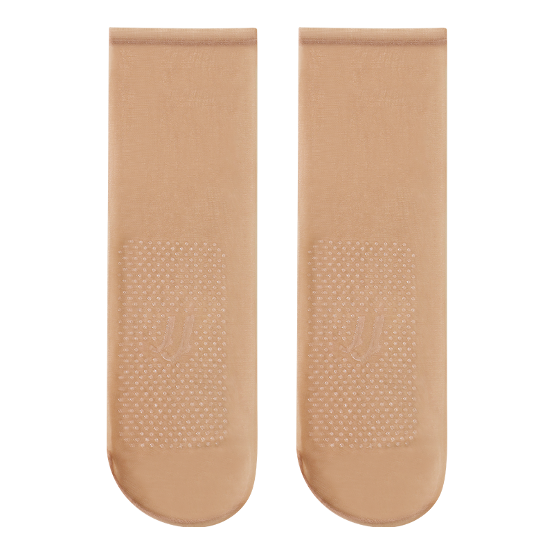Langsha Women's Short Socks 10A Antibacterial Non-Slip Spring Summer Thin Crystal Silk Anti-Snag Nude Mid-Calf Socks 10 Pairs