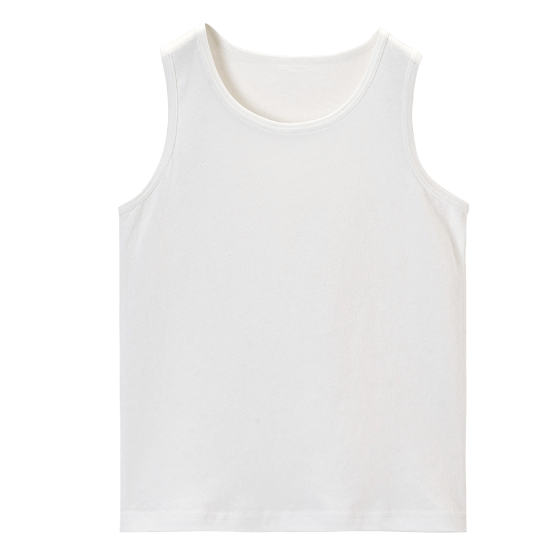 Dingguagua Children's Vest, Pure Cotton Boys' Undershirt, Inner Wear Top, All-Cotton Versatile Vest for Boys, White, Size 160