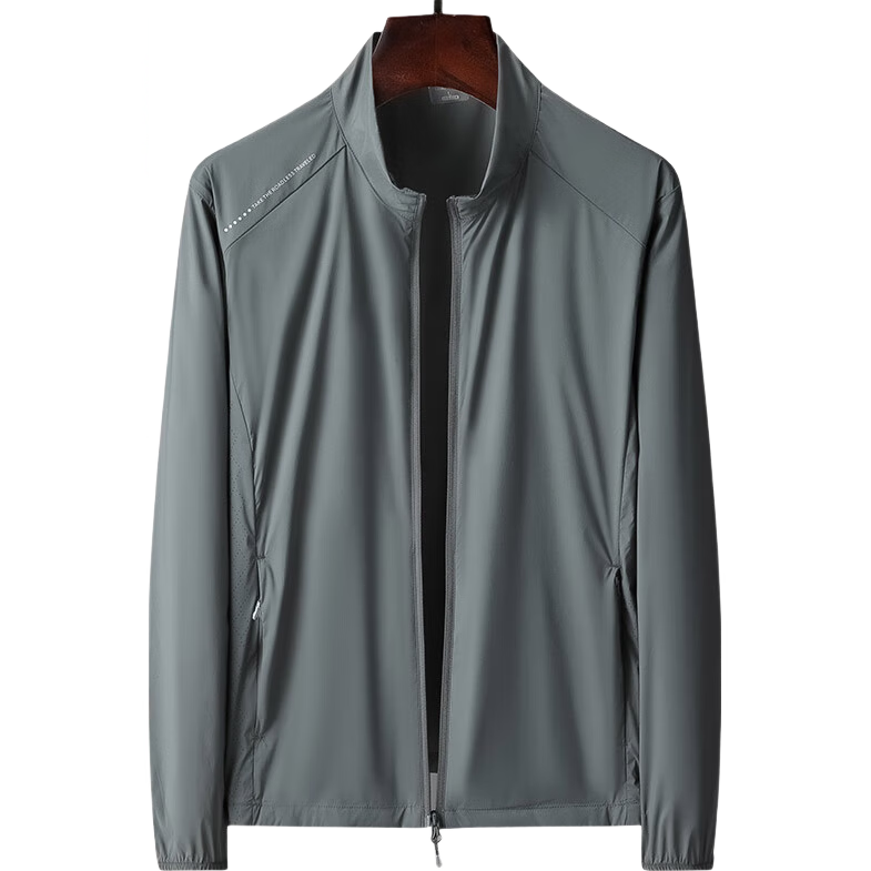 ROMON Sun Protection Jacket for Men, Long Sleeve Lightweight Breathable Skin Coat, Dark Gray Hooded, 5XL