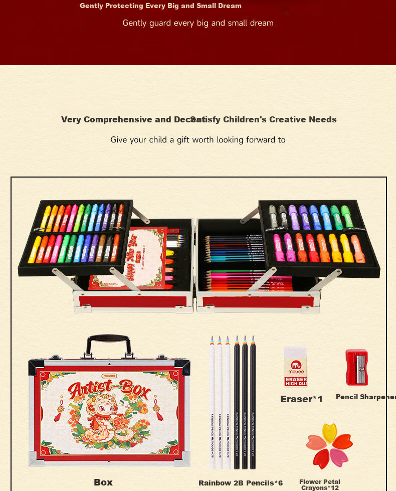 Mobee Painting Gift Box Brush Set, Birthday Present for Boys And Girls Aged 7-14, Watercolor Pens, Kindergarten Drawing Kit 5