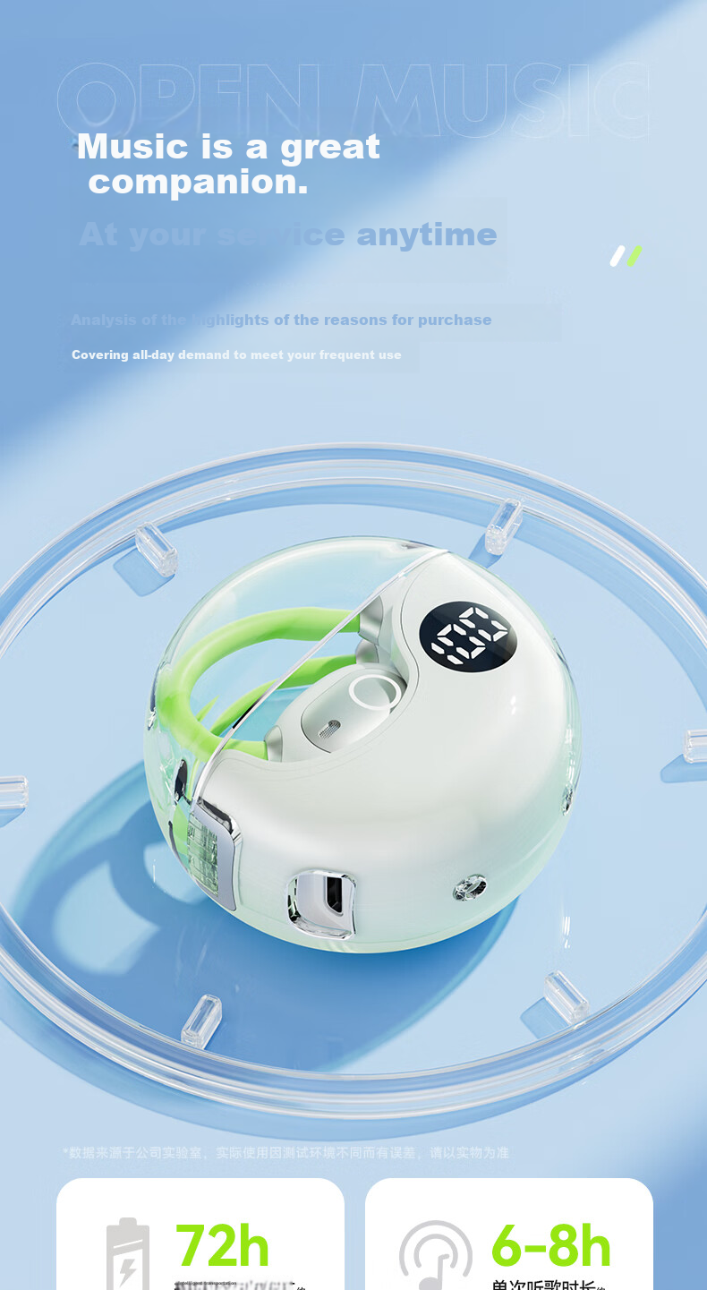 CLAISON [2025 New Model | Berlin Voice] Bluetooth Headphones, Ear-Hook Style, LED Display, Bone Conduction Concept, Wireless, Non-In, Open-Ear Design, Long-Lasting Battery Life, M80-White 10
