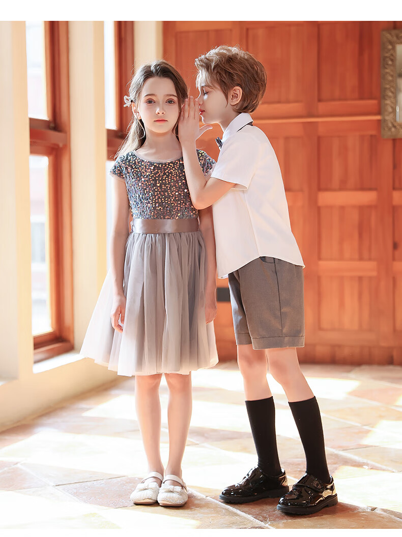 Yinuofang Children's Children's Day Performance Princess Dress Host Dress Girls Summer Dress Primary School Dance Choir Costume 7