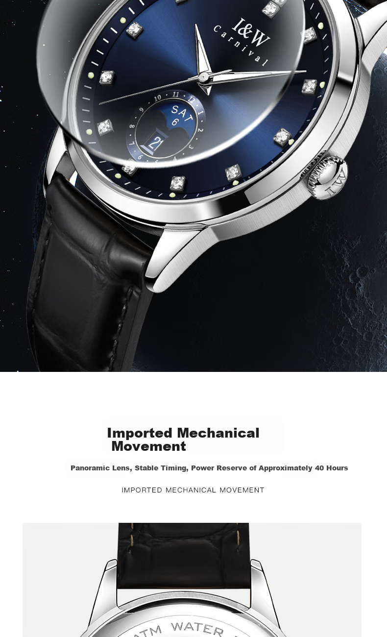 Aiwochi Swiss Iw Watch, Men's Mechanical Watch, Fully Automatic, 2026 New Model, Official Authentic Product, Men's Famous Watch Brand, Men's Timepiece 10