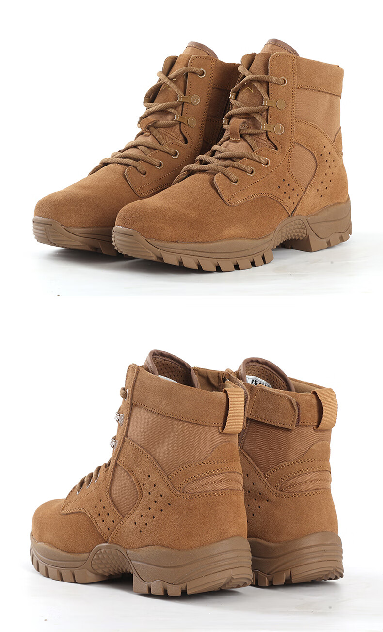 3514 New Style Brown Combat Boots for Men, Ultra-Light Outdoor Desert Boots, Mid-Top Wear-Resistant Puncture-Proof, Brown, Size 40 15