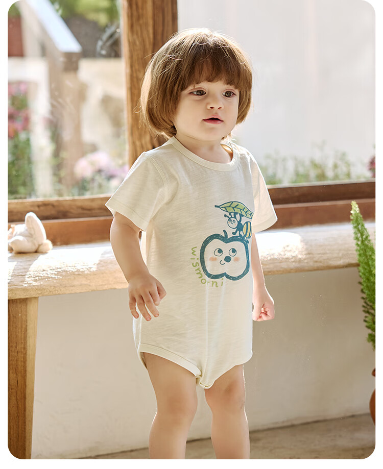 Wismorni Bamboo Cotton Baby Romper, Short-Sleeve Infant Bodysuit, Lightweight Breathable Sweat-Wicking Onesie for Summer 7