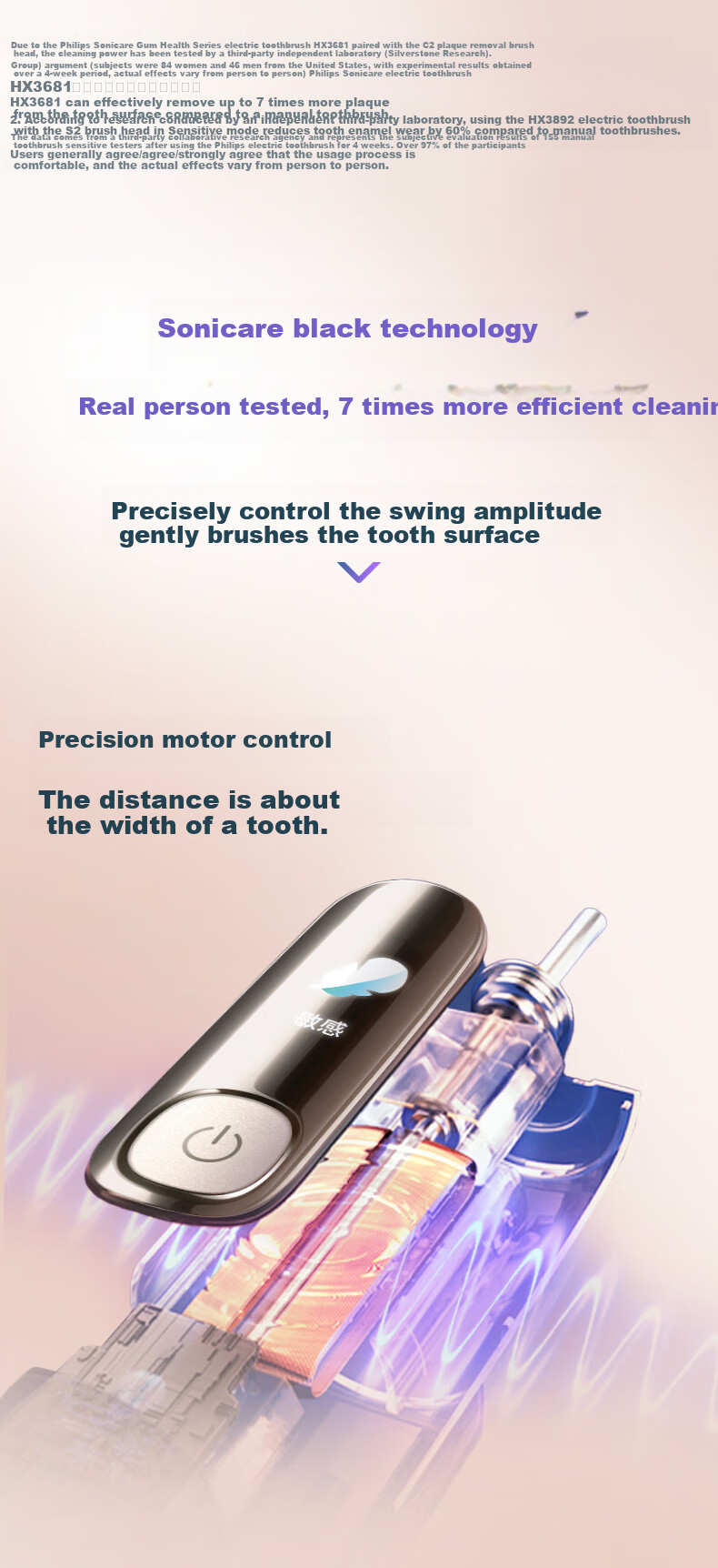 PHILIPS Sonic Electric Toothbrush Diamond 7 Pro, 7x Cleaning Power, Professional Gum Care And Sensitivity Protection, 2 Brush Heads Included, Gift for Men/women, HX3892/04 Gold 2