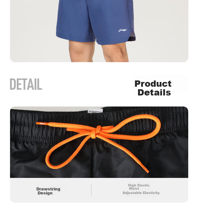 Li-Ning Beach Shorts, Men's Quick-Dry Swim Trunks, Suitable for Water Activities, Loose-Fitting, Minimalist Design, Hot Spring Swimwear, 0301 Black, Size L 16