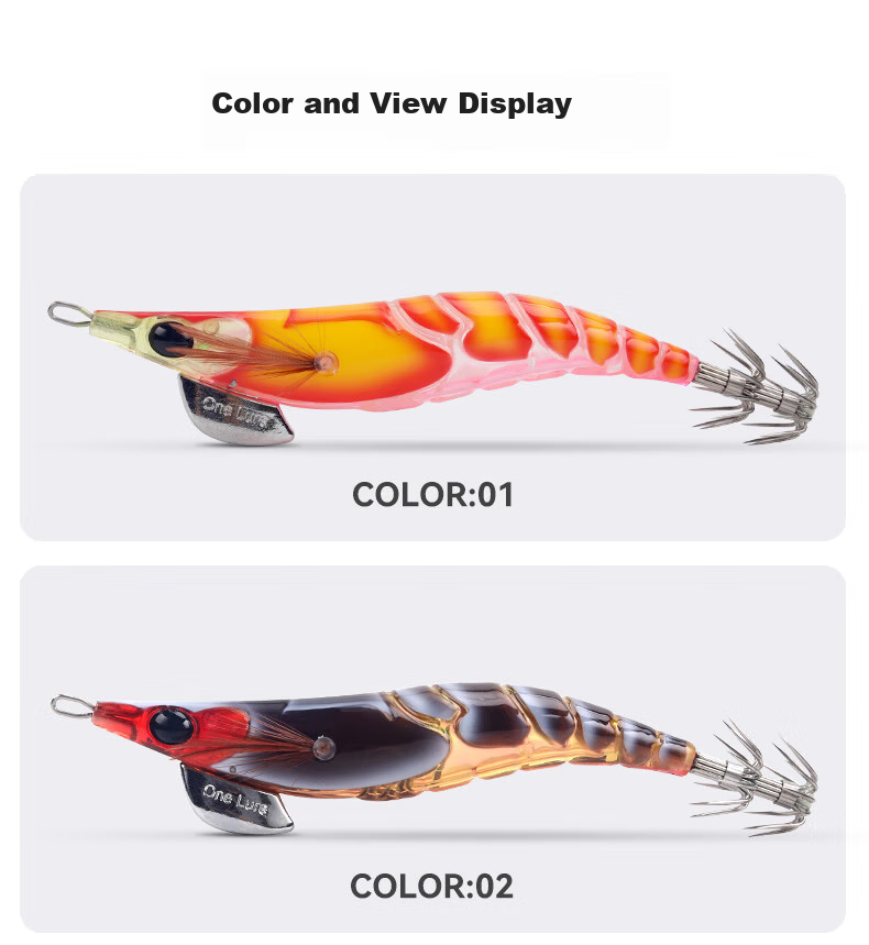 Guowangluya Lure, Wooden Shrimp Artificial Bait, Large Squid Blowgun, Fluorescent Rocket Squid Bait, Glow-In Umbrella Hook, Squid Hook 10