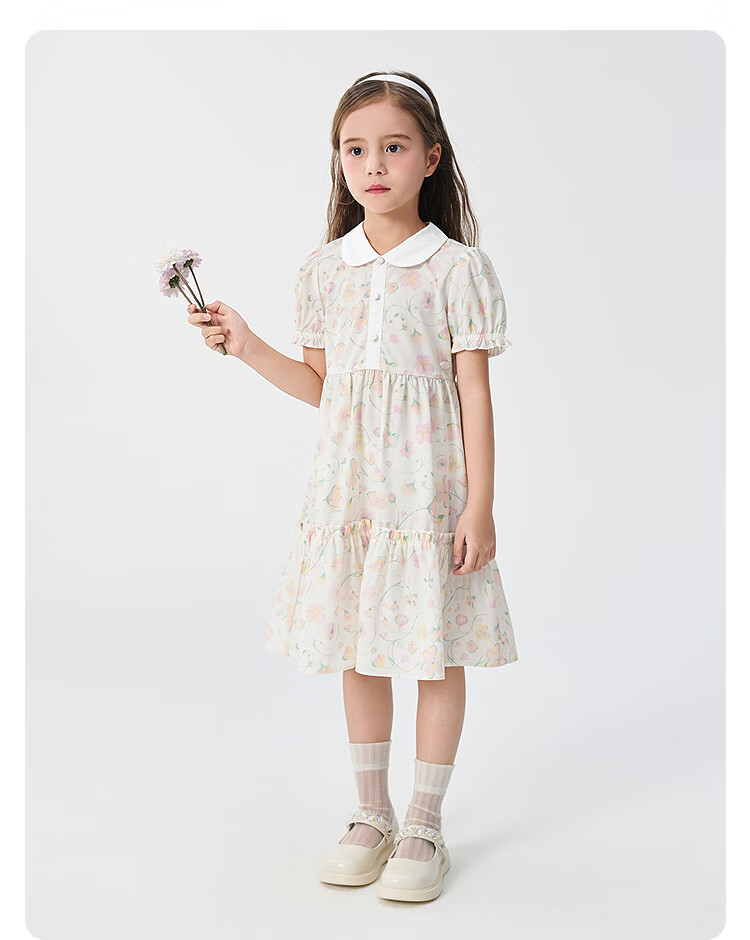 BALABALA Girls' Dress, Summer 2025, Big Girls' Hand-Painted Floral Dress [Same As In-Store], 202225111044 8