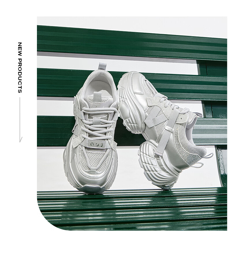 Josiny Thick-Soled Breathable Dad Shoes for Women, Spring Korean-Style Sneakers, Mesh Casual Shoes, Off-White, Size 36 11