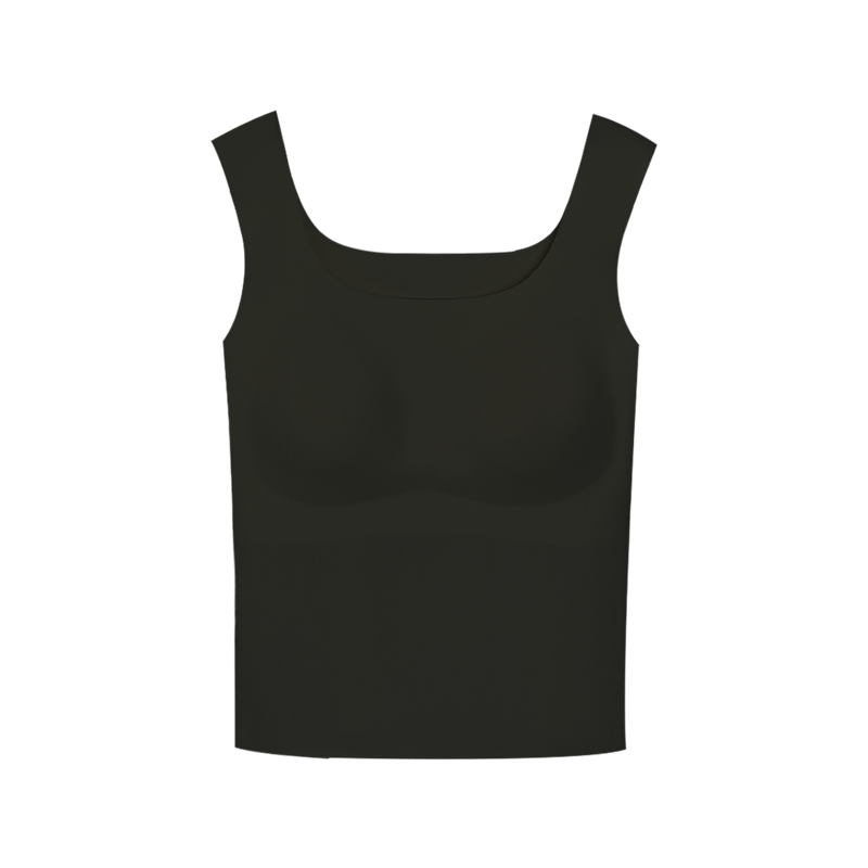 Hodo Women's Ice Silk Seamless Vest with Built-in Padded Bra Simple Basic Tank Top