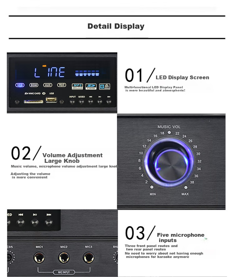 KIB KG1500 Home Theater Bluetooth Amplifier, Professional TV Karaoke Power Amplifier 7