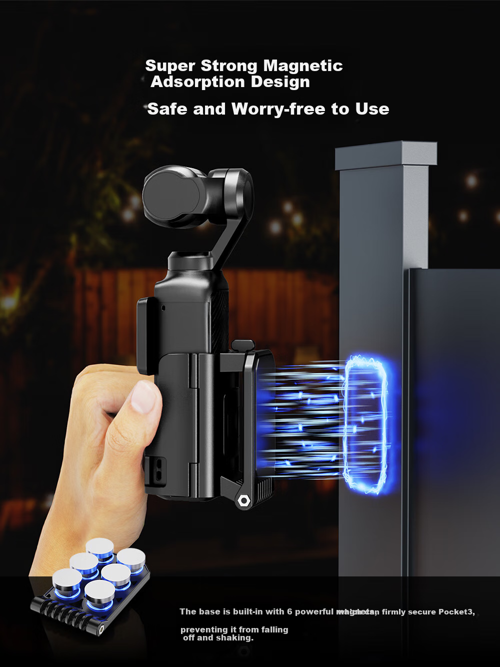 Zhuoer [Over 100K Sold Online], Compatible with DJI Pocket 3 Magnetic Stand Base, Multifunctional Pocket Camera Desktop Mount Accessory, Car Expansion Adapter 3