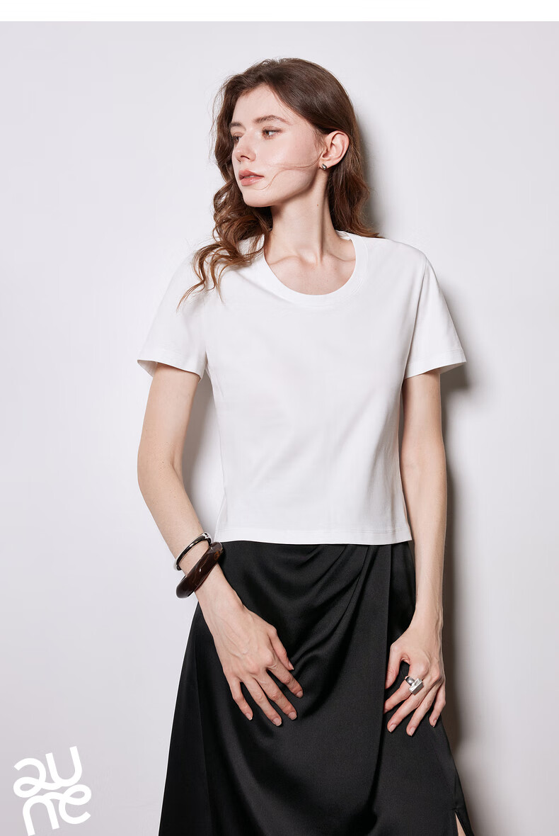 Chuyu Mulberry Silk T-Shirt for Women, 2025 New Style, Mandarin Collar Short Sleeve Simple Versatile Top, Ice Lake Blue, M 16