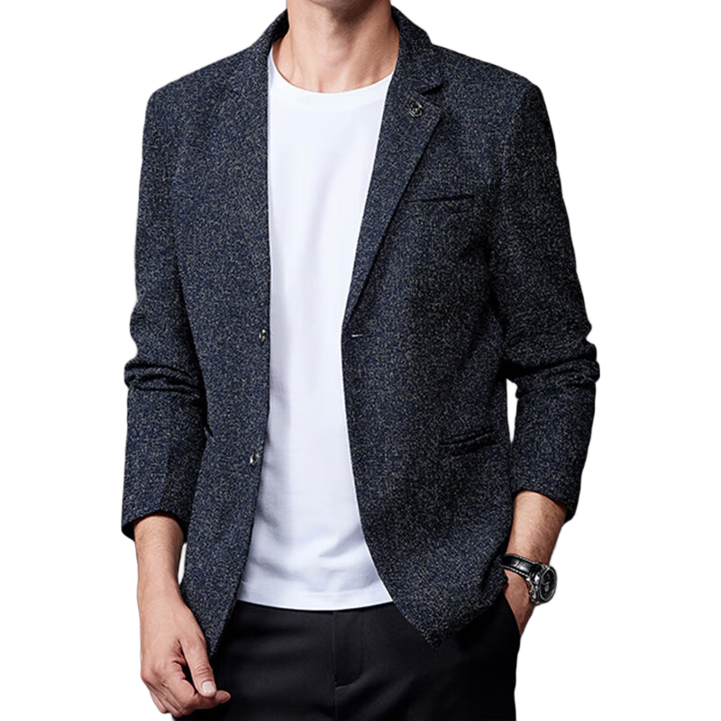 ROMON Men's Fashion Business Single-Breasted Suit Jacket Casual Blazer YT2058 Blue 4XL