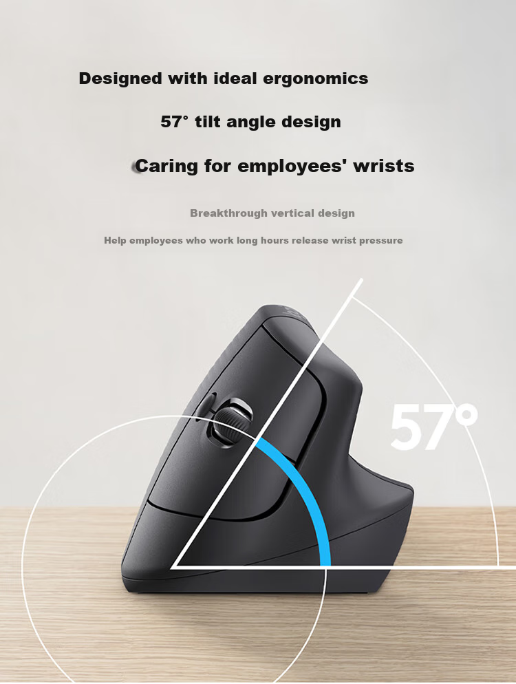 Logitech Lift Ergonomic Bluetooth Mouse, Wireless Silent Vertical Office Mouse with Logi Bolt Receiver, Commercial Version, Gray 3