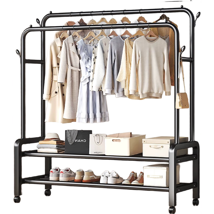 Quanpinwu Clothes Drying Rack, Floor-Standing Clothes Hanger, for Balcony, Indoor, Bedroom, Dormitory, Home Use, Simple Shoe And Hat Storage Rack